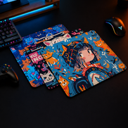 Graffiti Anime Cat Girl Mousepad – XL Gaming Desk Mat with Anti-Slip Base & Stitched Edges