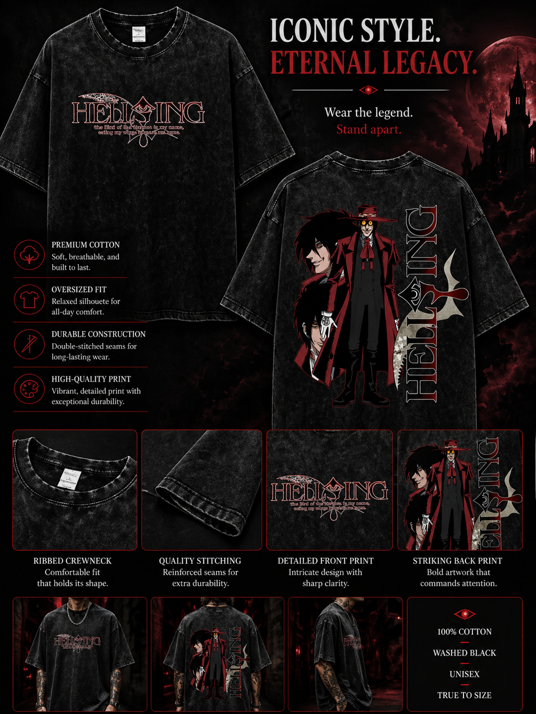 Hellsing Alucard Anime T-Shirt – Vintage Manga Graphic Streetwear Tee