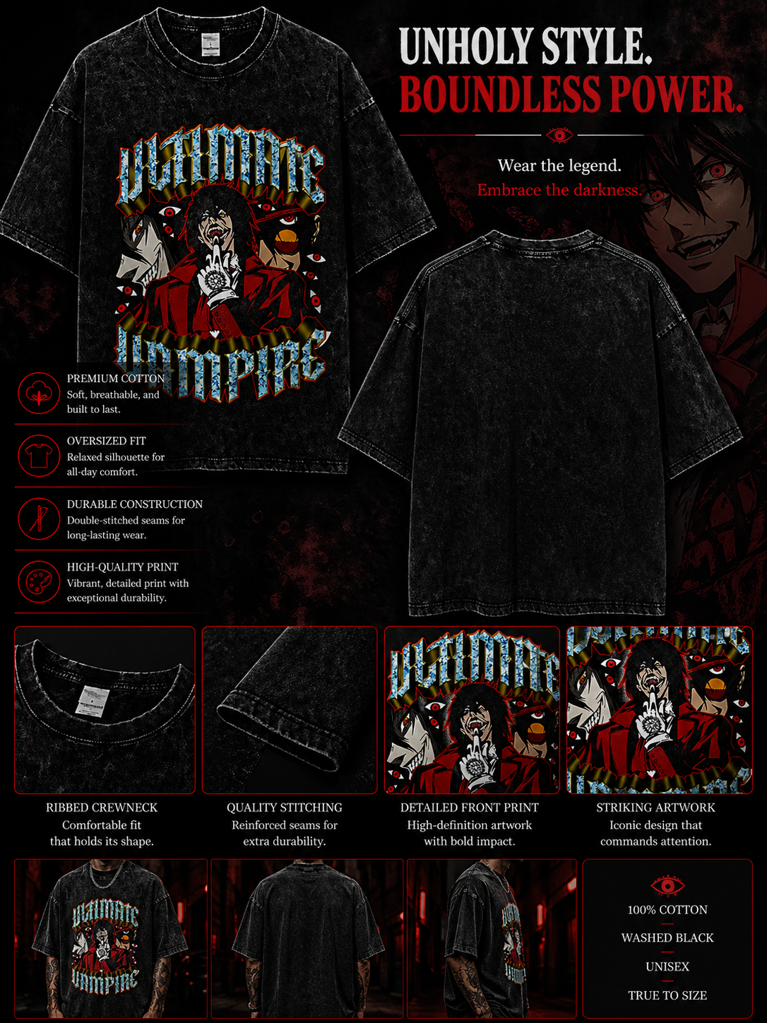 Hellsing Alucard Anime T-Shirt – Vintage Manga Graphic Streetwear Tee