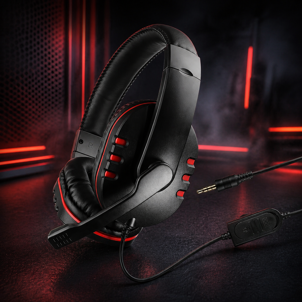 Wired Gaming Headset with Microphone – 3.5mm Over-Ear Headphones for PC, PS4 & Console