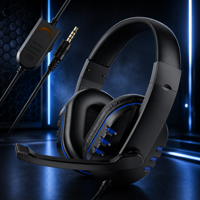 Wired Gaming Headset with Microphone – 3.5mm Over-Ear Headphones for PC, PS4 & Console