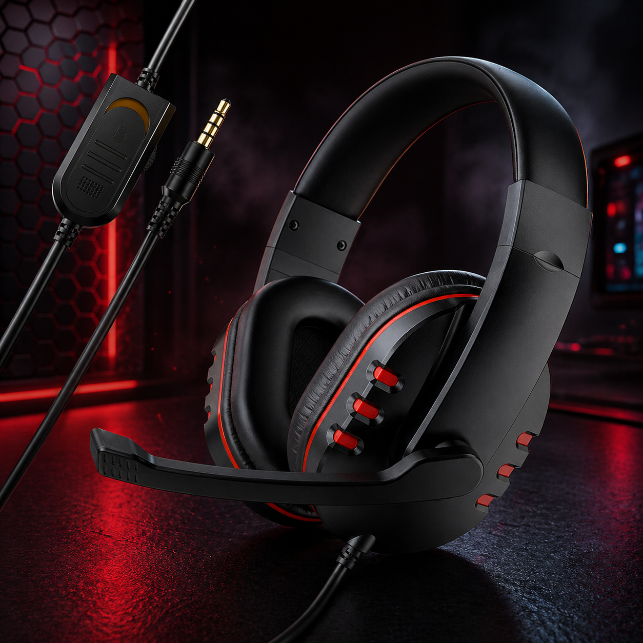 Wired Gaming Headset with Microphone – 3.5mm Over-Ear Headphones for PC, PS4 & Console
