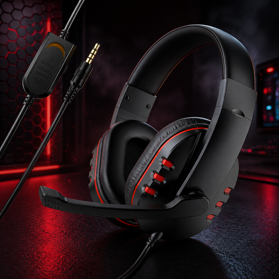 Wired Gaming Headset with Microphone – 3.5mm Over-Ear Headphones for PC, PS4 & Console