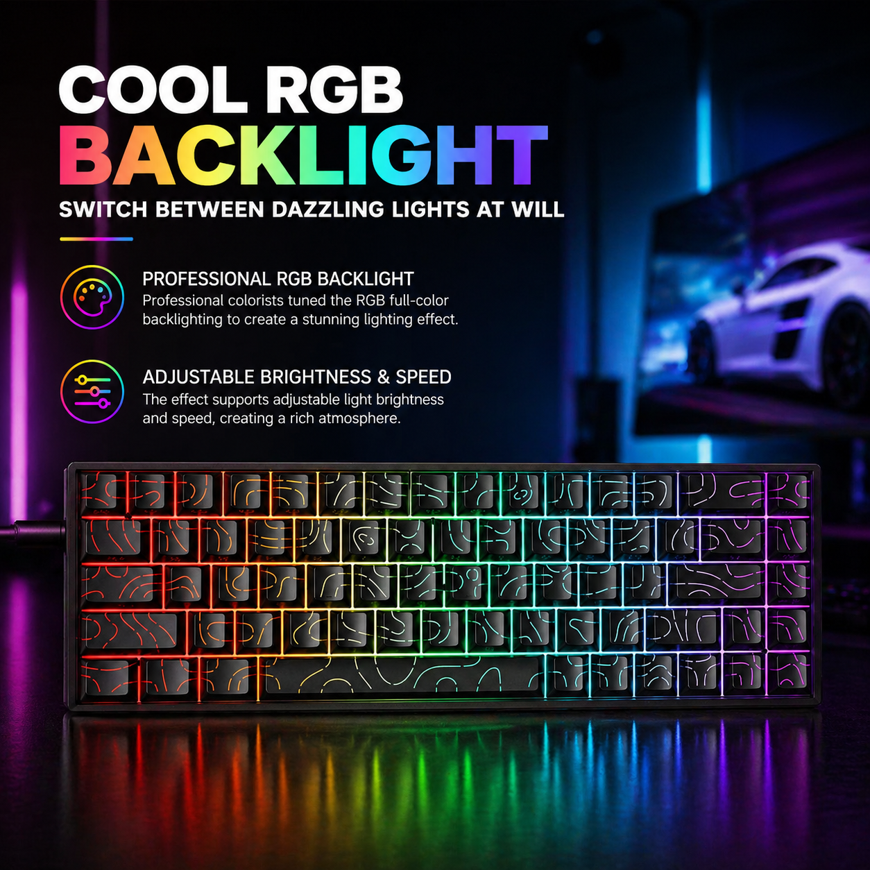 K61 Mini Mechanical Keyboard – 60% Wired Gaming Keyboard with Hot-Swappable Switches & RGB Backlight (UK Layout)