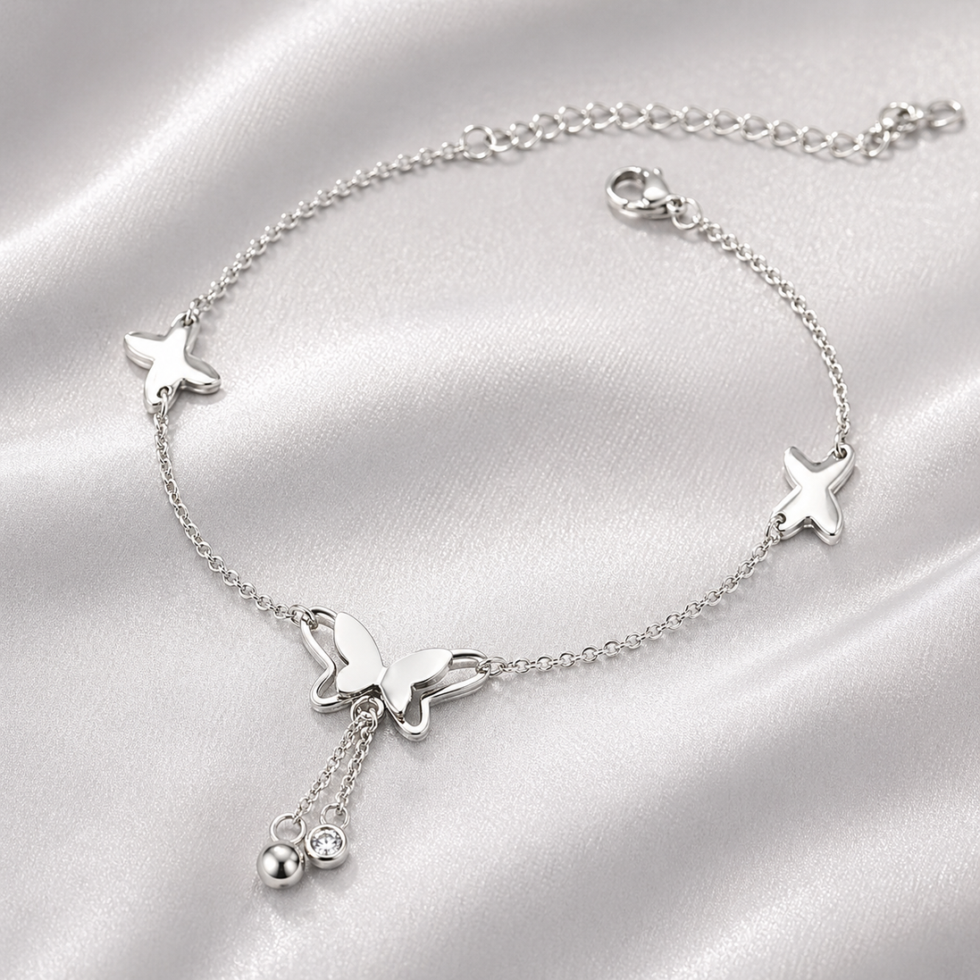 Butterfly Anklet – Gold/Silver Minimalist Foot Chain for Women