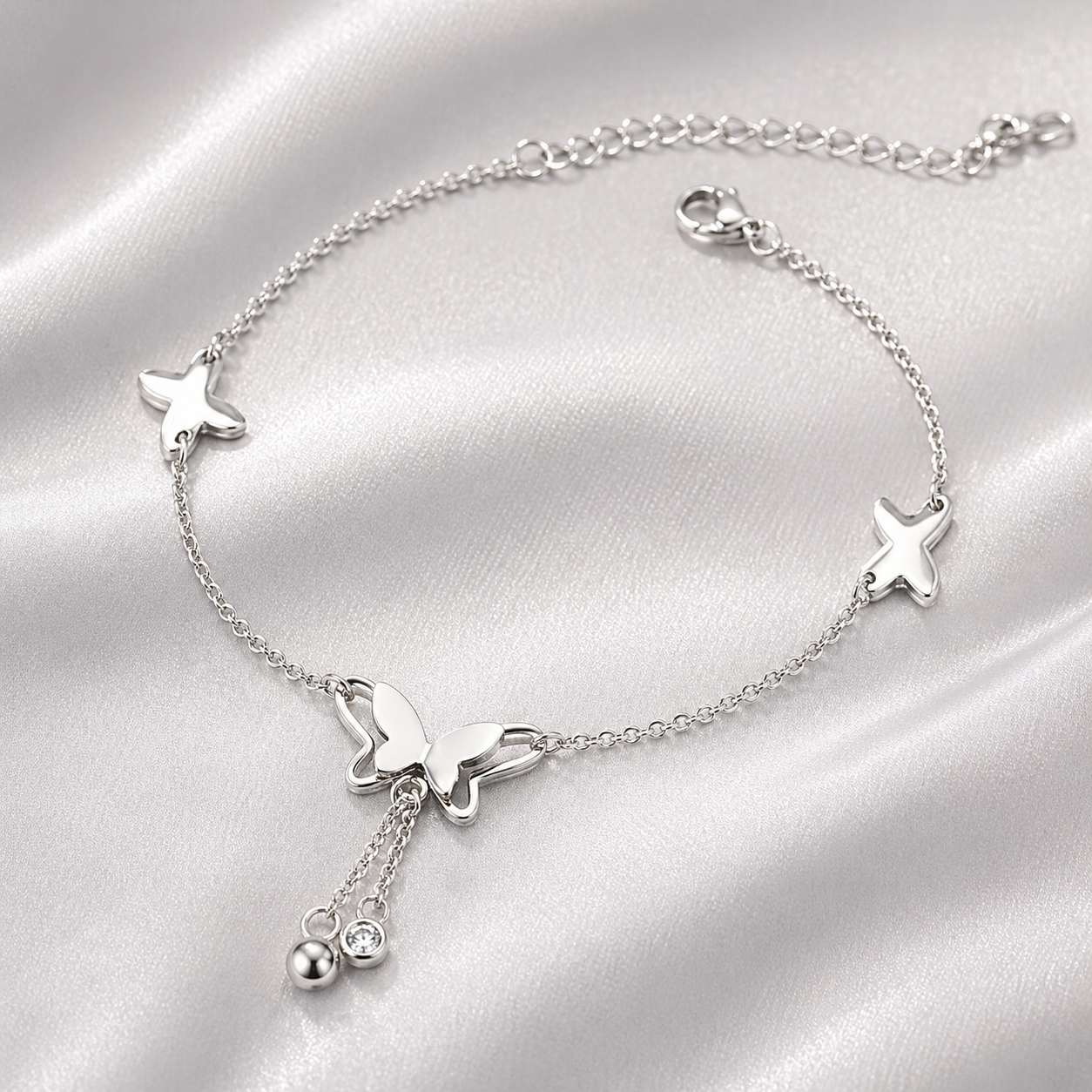 Butterfly Anklet – Gold/Silver Minimalist Foot Chain for Women