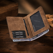 Ultra Slim Men’s Bifold Wallet – Thin PU Leather Card Holder with ID Window