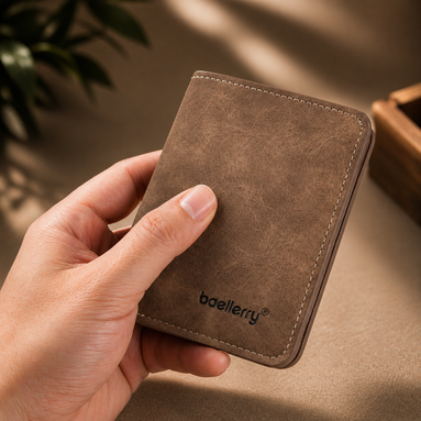 Ultra Slim Men’s Bifold Wallet – Thin PU Leather Card Holder with ID Window