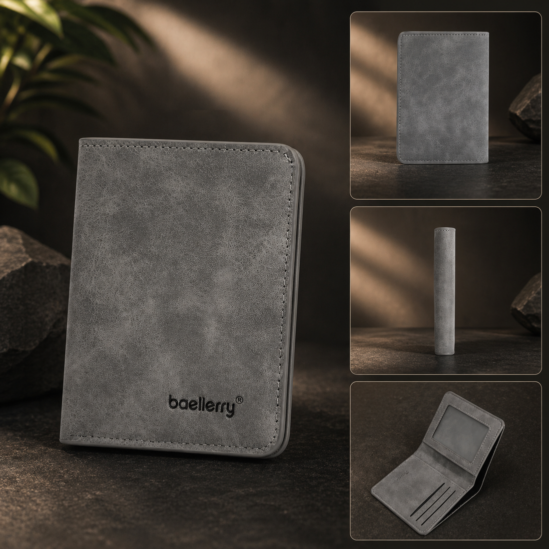 Ultra Slim Men’s Bifold Wallet – Thin PU Leather Card Holder with ID Window
