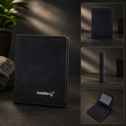 Ultra Slim Men’s Bifold Wallet – Thin PU Leather Card Holder with ID Window