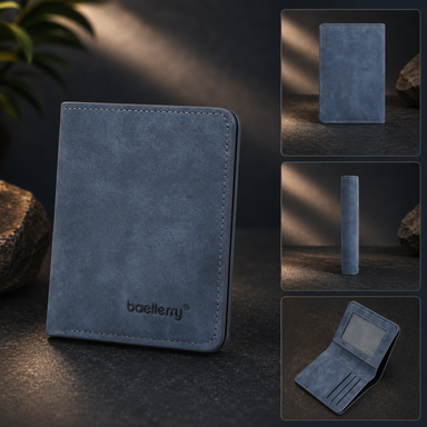 Ultra Slim Men’s Bifold Wallet – Thin PU Leather Card Holder with ID Window