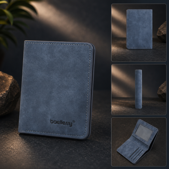 Ultra Slim Men’s Bifold Wallet – Thin PU Leather Card Holder with ID Window