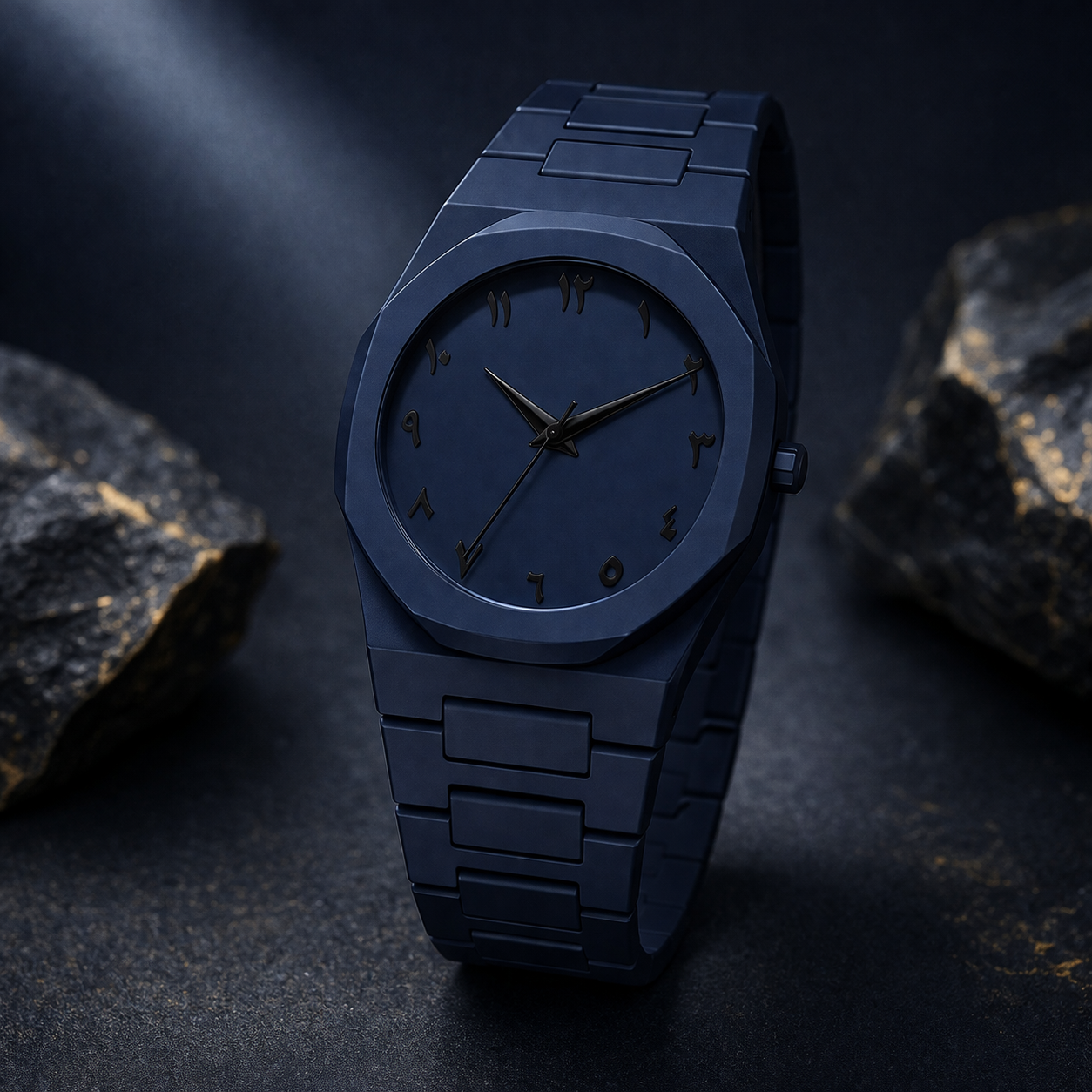 Men’s Minimalist Black Watch – Quartz Casual Watch with Silicone Strap & Arabic Dial