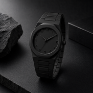 Men’s Minimalist Black Watch – Quartz Casual Watch with Silicone Strap & Arabic Dial
