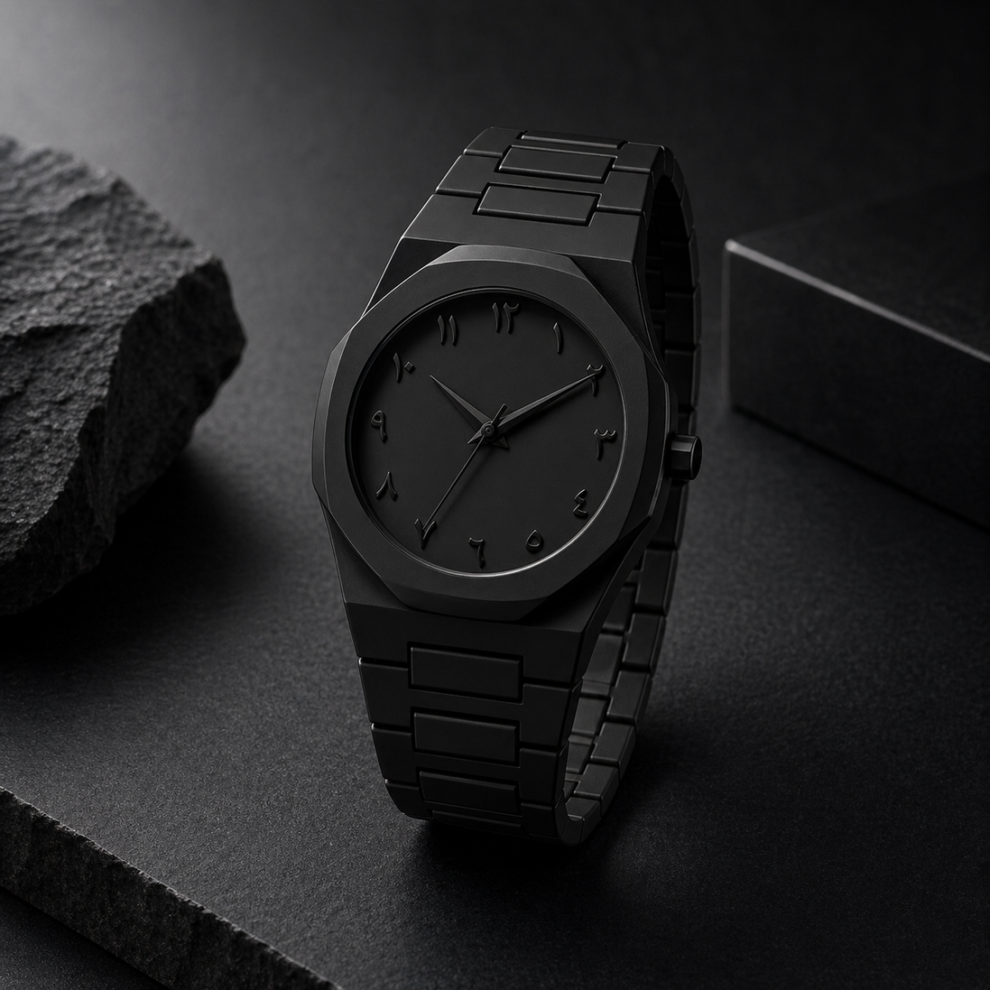 Men’s Minimalist Black Watch – Quartz Casual Watch with Silicone Strap & Arabic Dial