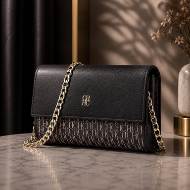 CH Women’s Chain Shoulder Bag – Letter Print Crossbody Clutch