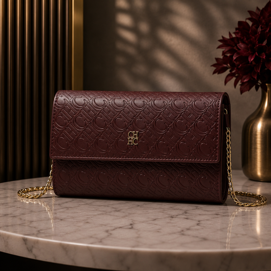 CH Women’s Chain Shoulder Bag – Letter Print Crossbody Clutch