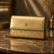 CH Women’s Chain Shoulder Bag – Letter Print Crossbody Clutch