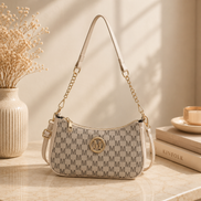 Women’s Vintage Shoulder Bag – PU Leather Crossbody Handbag with Gold “M” Detail