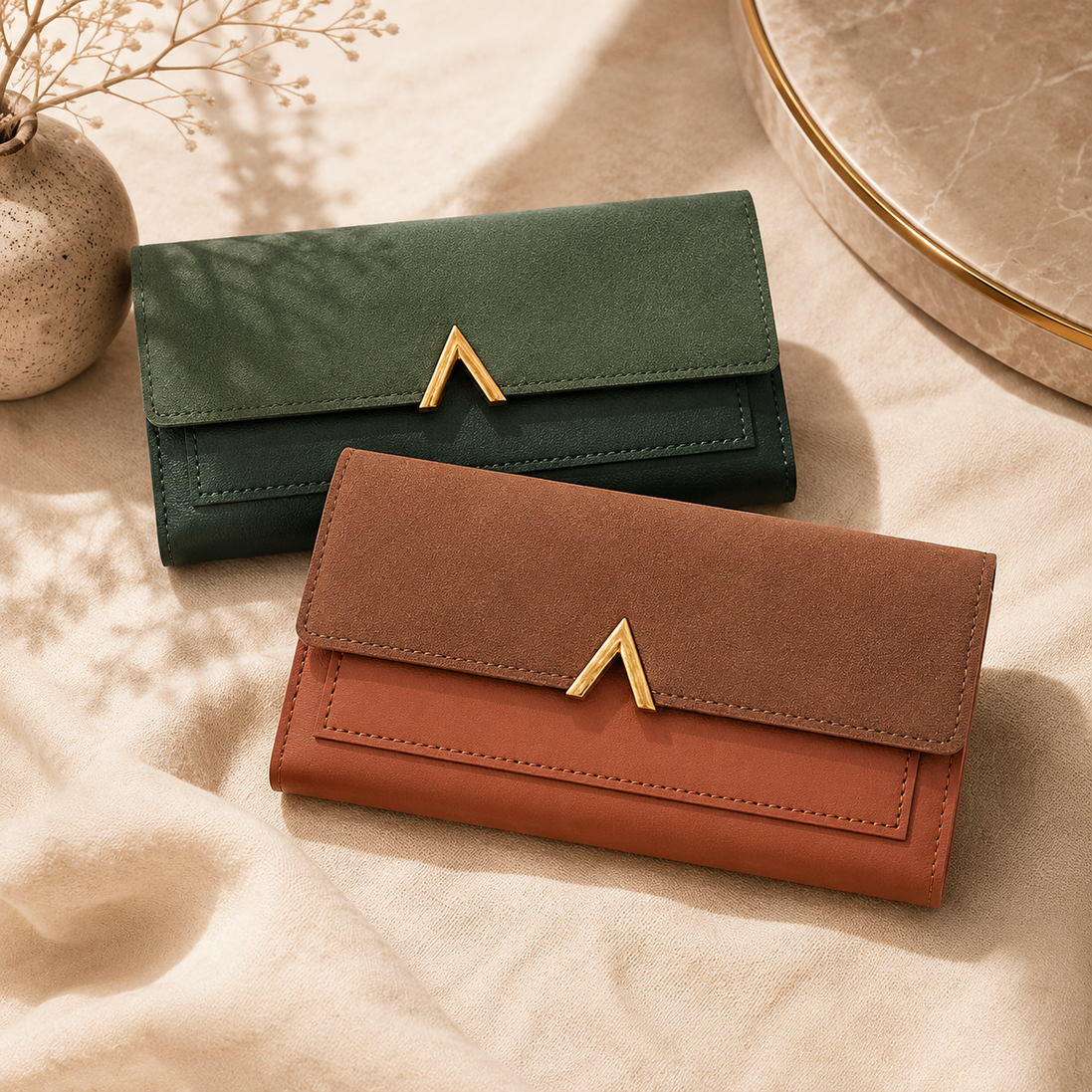 Women’s Tri-Fold Wallet – Compact PU Leather Card Holder with Coin Pocket