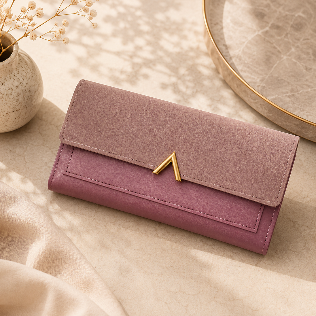 Women’s Tri-Fold Wallet – Compact PU Leather Card Holder with Coin Pocket