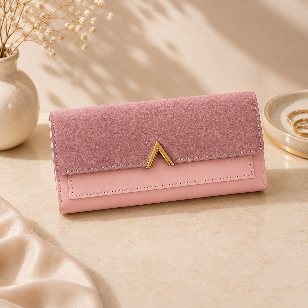 Women’s Tri-Fold Wallet – Compact PU Leather Card Holder with Coin Pocket