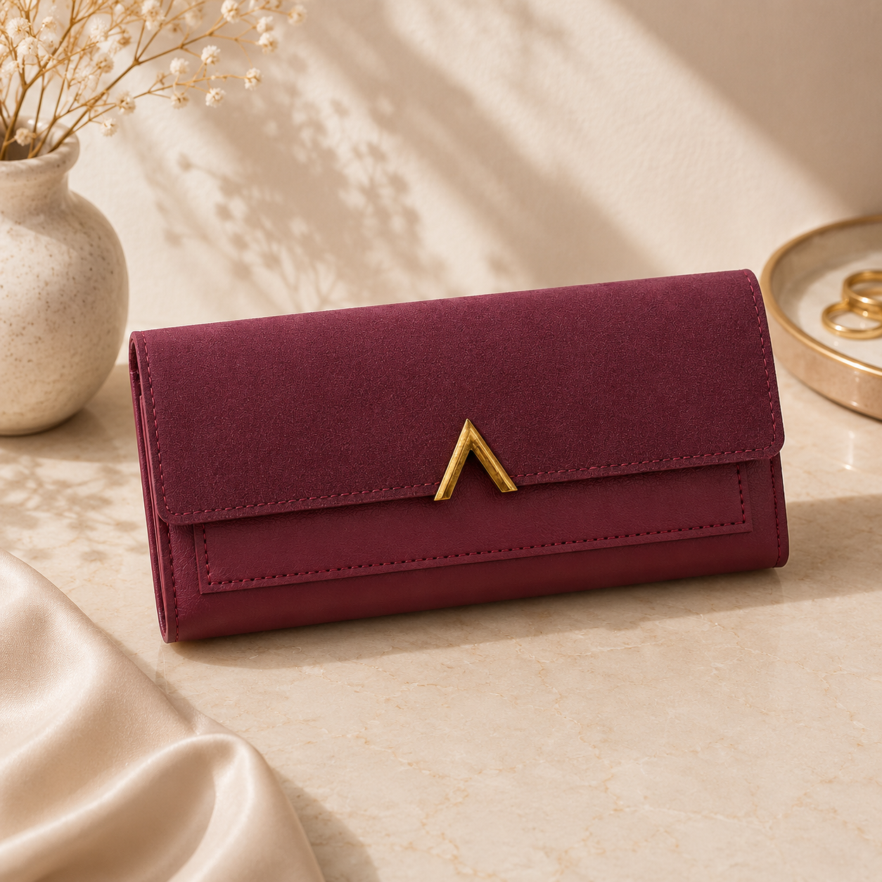 Women’s Tri-Fold Wallet – Compact PU Leather Card Holder with Coin Pocket