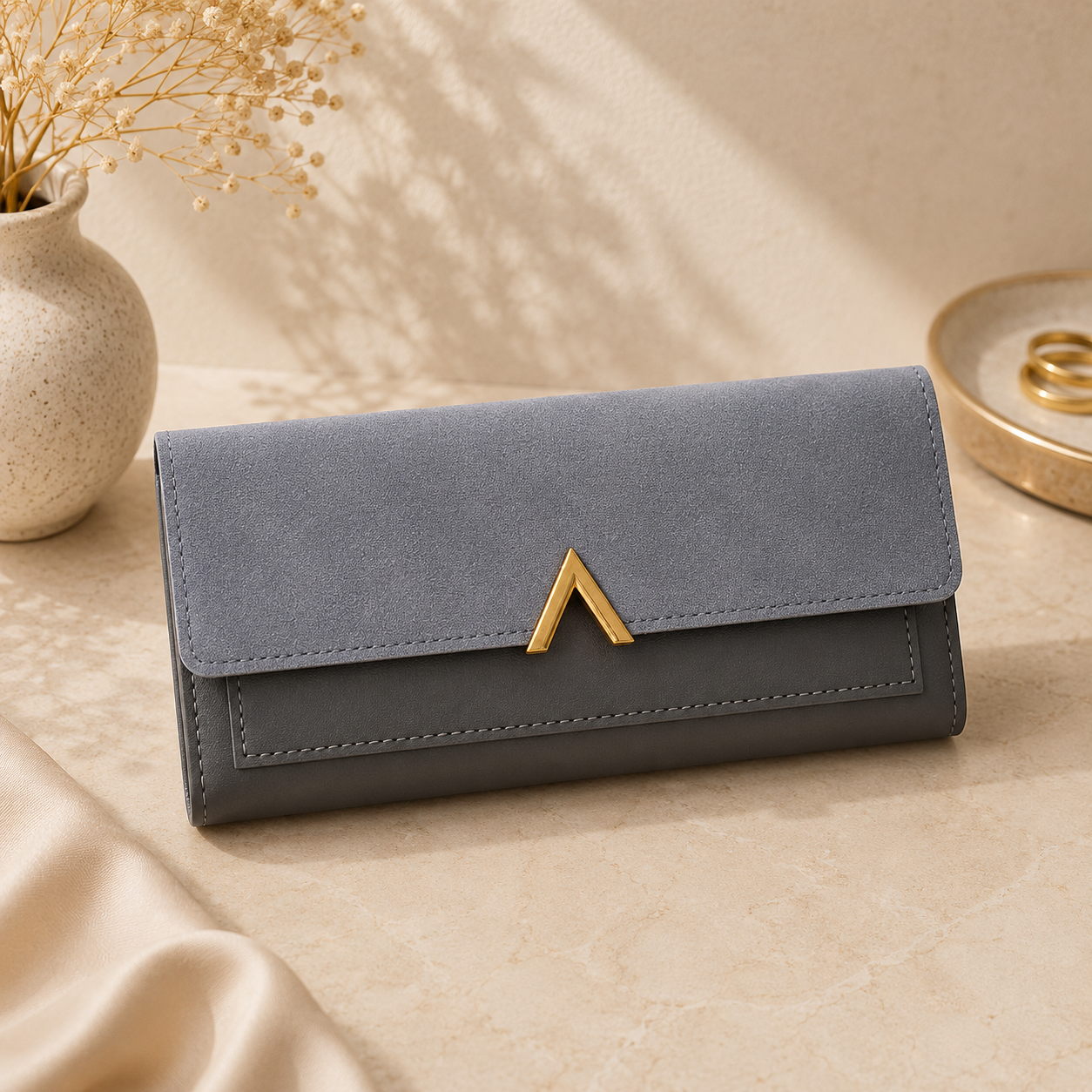 Women’s Tri-Fold Wallet – Compact PU Leather Card Holder with Coin Pocket