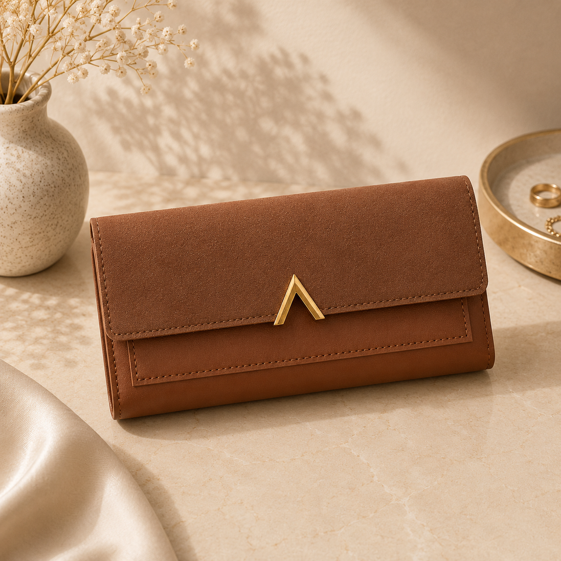 Women’s Tri-Fold Wallet – Compact PU Leather Card Holder with Coin Pocket