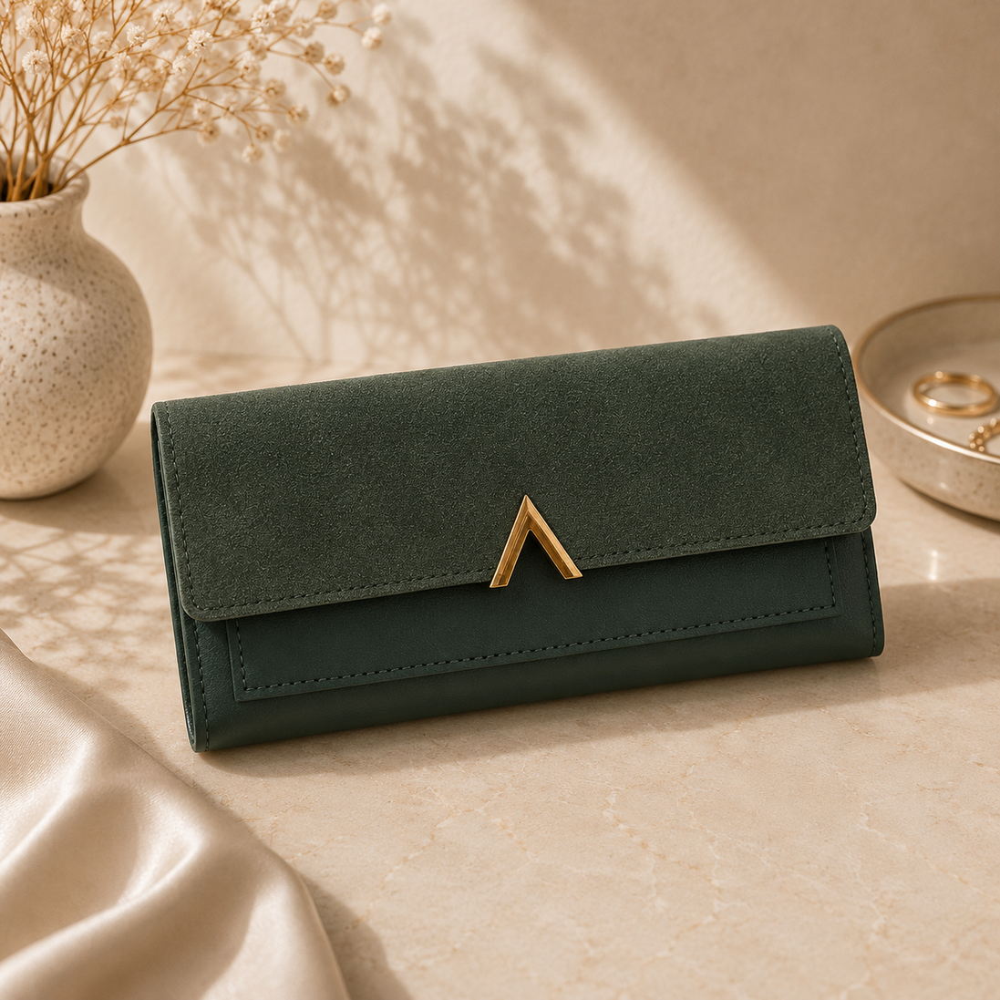 Women’s Tri-Fold Wallet – Compact PU Leather Card Holder with Coin Pocket