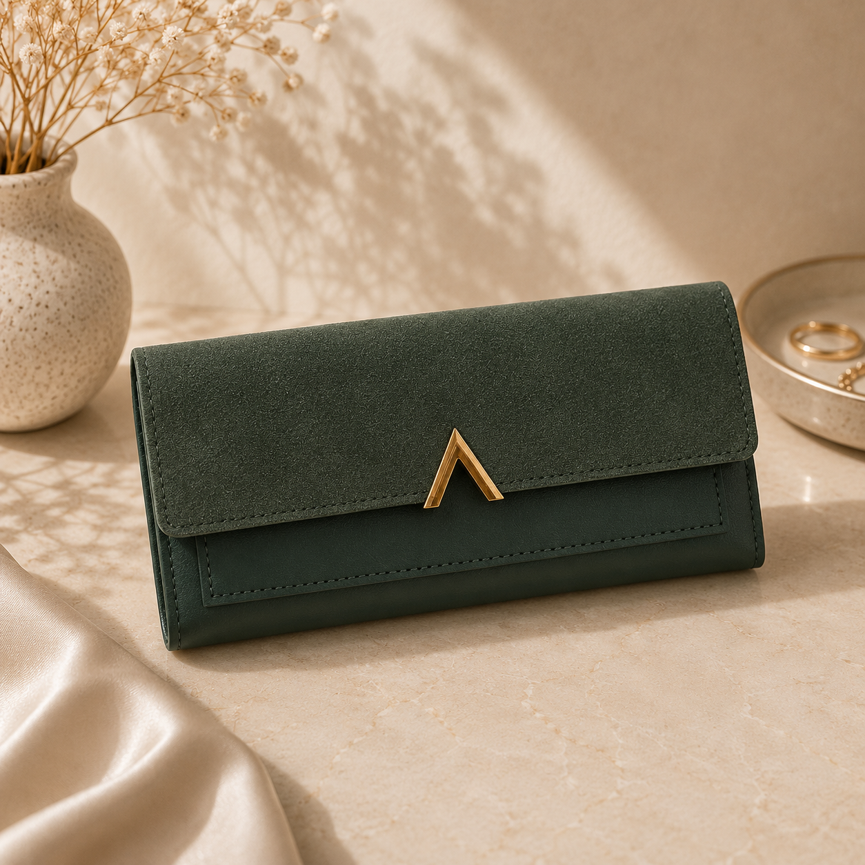 Women’s Tri-Fold Wallet – Compact PU Leather Card Holder with Coin Pocket