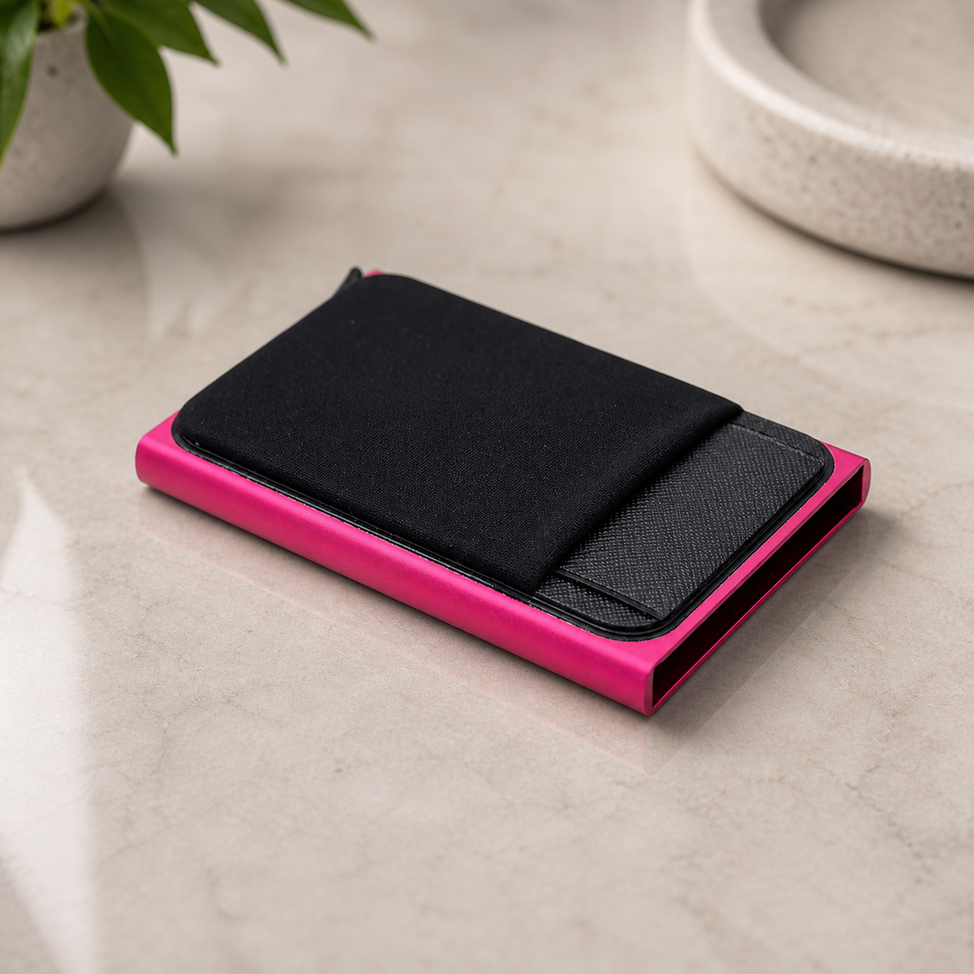 Slim Aluminum Wallet – RFID Blocking Pop-Up Card Holder with Elastic Cash Pouch
