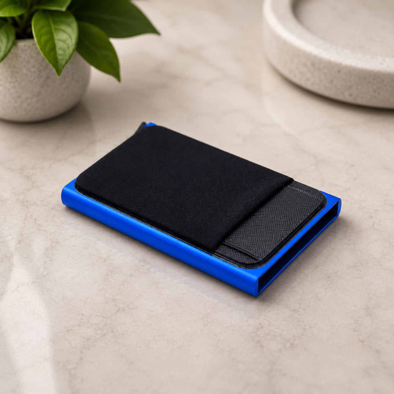Slim Aluminum Wallet – RFID Blocking Pop-Up Card Holder with Elastic Cash Pouch