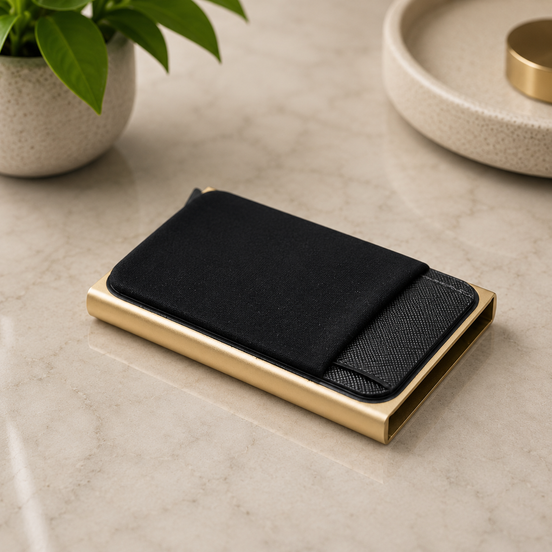 Slim Aluminum Wallet – RFID Blocking Pop-Up Card Holder with Elastic Cash Pouch