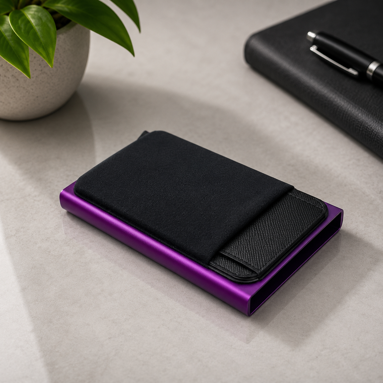 Slim Aluminum Wallet – RFID Blocking Pop-Up Card Holder with Elastic Cash Pouch