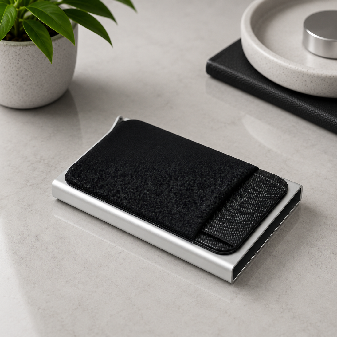 Slim Aluminum Wallet – RFID Blocking Pop-Up Card Holder with Elastic Cash Pouch