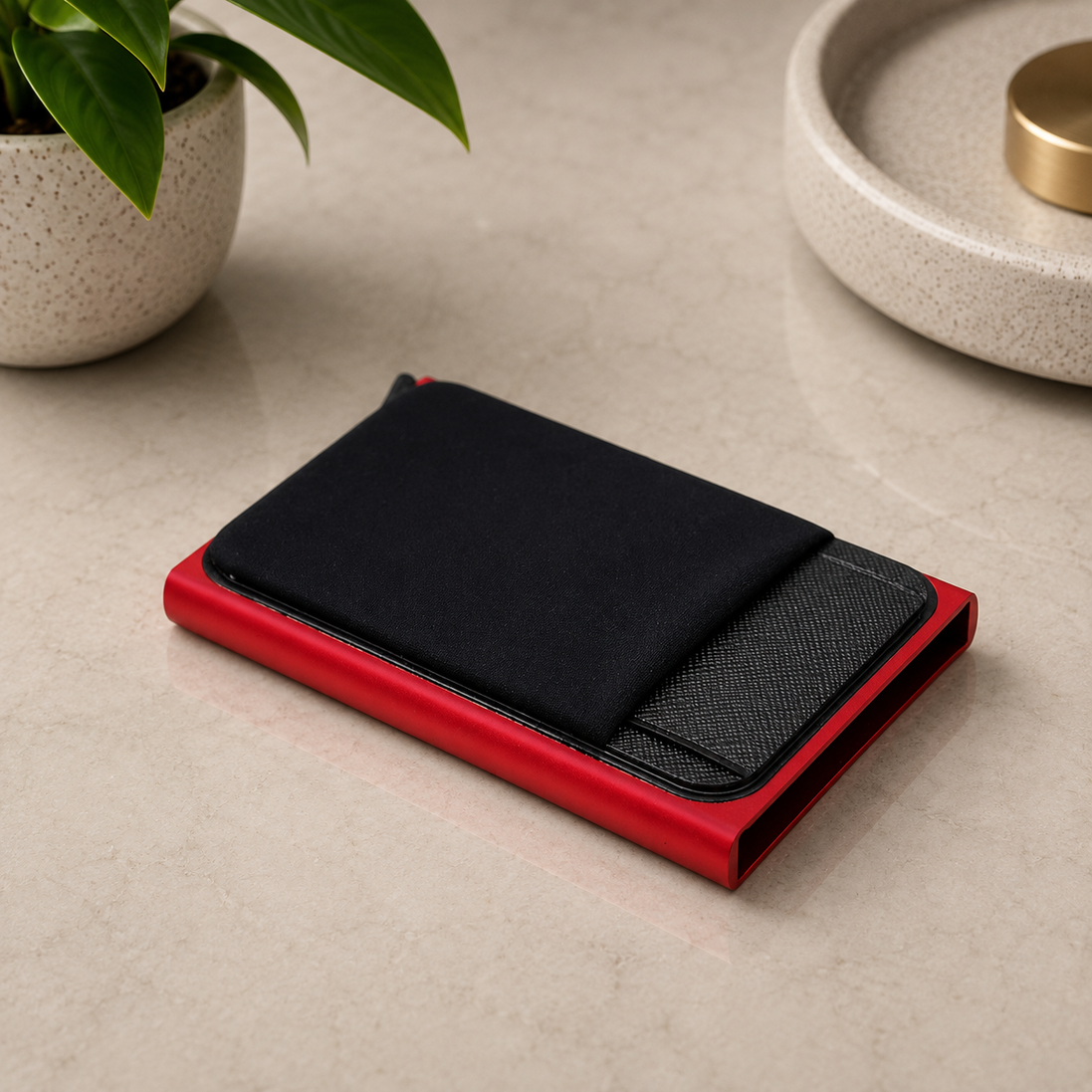 Slim Aluminum Wallet – RFID Blocking Pop-Up Card Holder with Elastic Cash Pouch