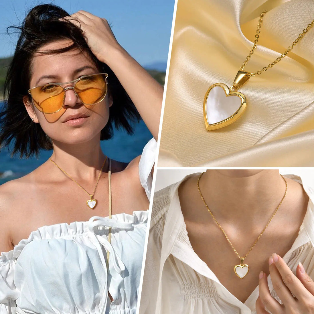 VNOX Heart Locket Necklace – Openable Photo Pendant in Gold Stainless Steel