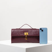 Women’s Baguette Handbag – Vintage Style Burgundy Shoulder Bag