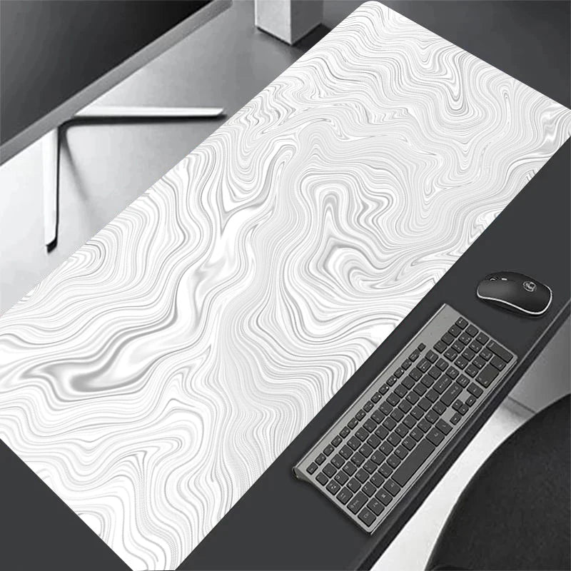 Strata Liquid XXL Mousepad – Abstract Black & White Gaming Desk Mat for Keyboard & Mouse