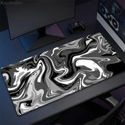 Black & White Strata XXL Mousepad – Large Liquid Wave Gaming Desk Mat for Keyboard & Mouse