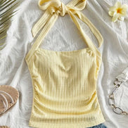 Tie-Back Halter Crop Top – Knitted Open-Back Summer Top for Women