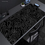 Black & White Liquid Wave XXL Mousepad – Ultra Large Aesthetic Gaming Desk Mat with Smooth Control & Non-Slip Base