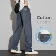 Men’s Lyocell Denim Pants – Lightweight Straight Fit Jeans
