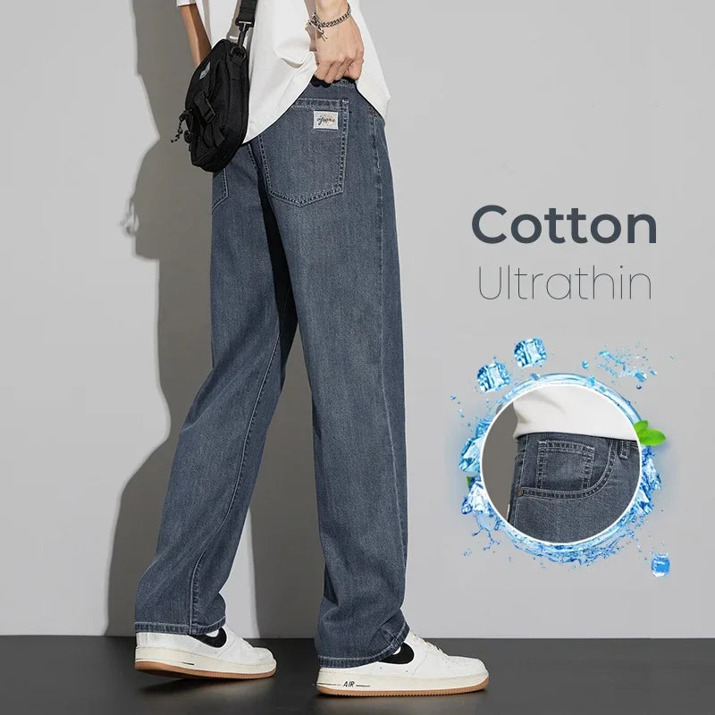 Men’s Lyocell Denim Pants – Lightweight Straight Fit Jeans