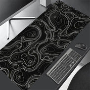 Strata Liquid XXL Mousepad – Abstract Black & White Gaming Desk Mat for Keyboard & Mouse