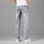 Men’s Lightweight Stretch Jeans – Slim Straight Cotton Denim Pants