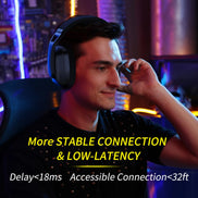 BINNUNE BW06 Wireless Gaming Headset – 2.4GHz + Bluetooth Dual Mode with Mic for PS5, PS4, PC & Mac