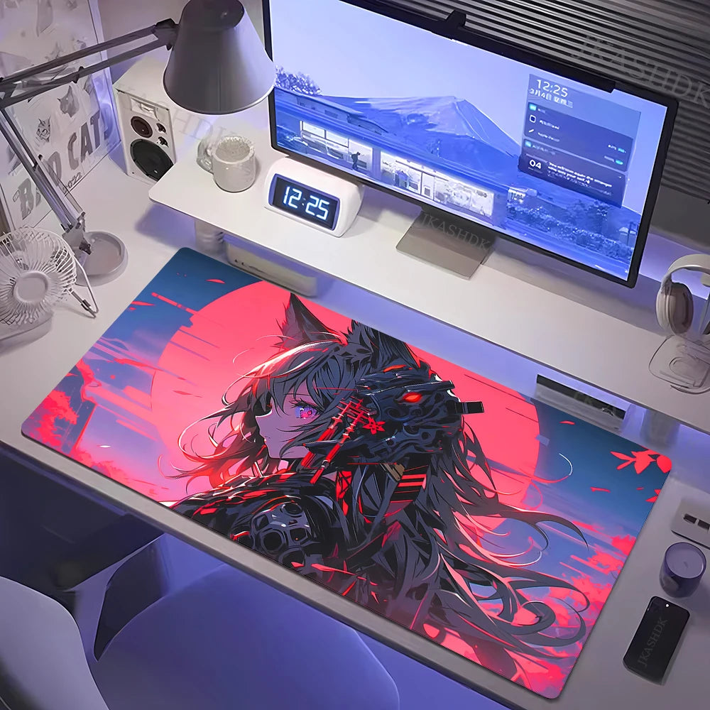 Kawaii Anime Girl XXL Mousepad – Pink Gaming Desk Mat for Keyboard & Mouse