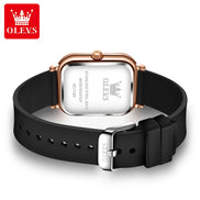 OLEVS Women’s Quartz Watch – Waterproof Rectangle Watch with Luminous Hands & Silicone Strap